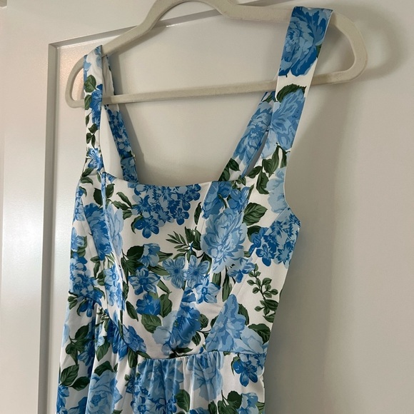 Show Me Your MuMu Nina Blue Floral Maxi Dress Large White Green Bridesmaid SMYM - Picture 6 of 15